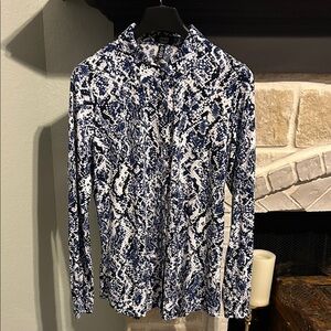 NWT Blue and White Patterned Long Sleeve Shirt